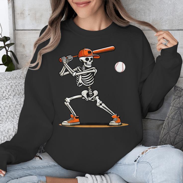 Baseball Skeleton Spooky Boys Halloween Baseball Player Unisex Sweatshirt