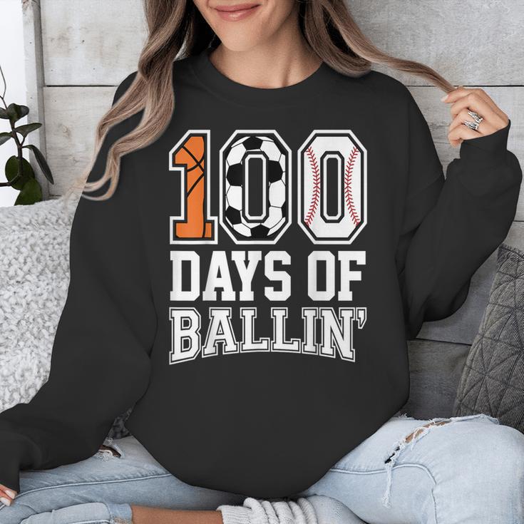 Baseball Soccer Basketball 100 Days Of School Unisex Sweatshirt Baseball Soccer Basketball 100 Days Of School Unisex Sweatshirt