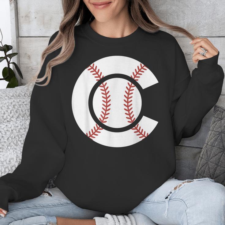 Baseball Sport Player Graphic Monogram Initial Letter C Unisex Sweatshirt