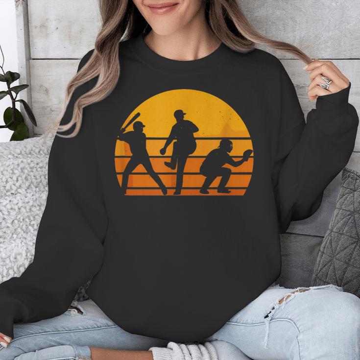 Baseball Tee Sunset Silhouette Players Men Women Kids Unisex Sweatshirt