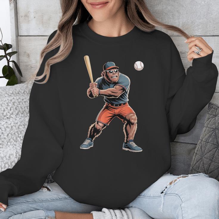 Bigfoot Playing Baseball Boys Kids Men Baseball Player Unisex Sweatshirt Bigfoot Playing Baseball Boys Kids Men Baseball Player Unisex Sweatshirt