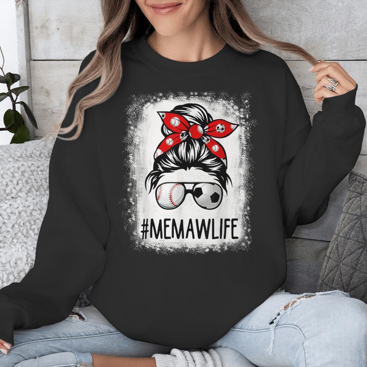 Bleached Memaw Life Soccer Messy Bun Baseball Game Day Unisex Sweatshirt Bleached Memaw Life Soccer Messy Bun Baseball Game Day Unisex Sweatshirt