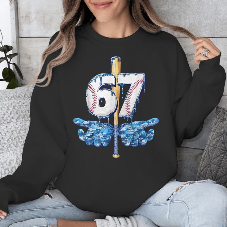 Blue Camo Baseball 67 Six Seven Camo Ice Cream Drip Boy Teen Unisex Sweatshirt