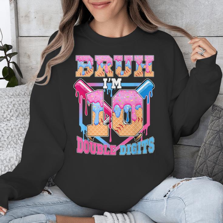 Boys 10 Double Digits 10th Birthday Ice Cream Baseball Drip Unisex Sweatshirt Boys 10 Double Digits 10th Birthday Ice Cream Baseball Drip Unisex Sweatshirt