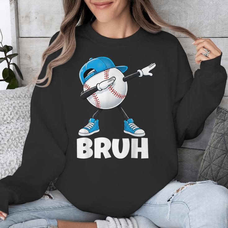 Boys Baseball Graphic Tee Teen Apparel Cute Meme Bruh Unisex Sweatshirt