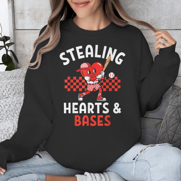 Boys Baseball Valentines Day Stealing Hearts Valentine Kids Unisex Sweatshirt