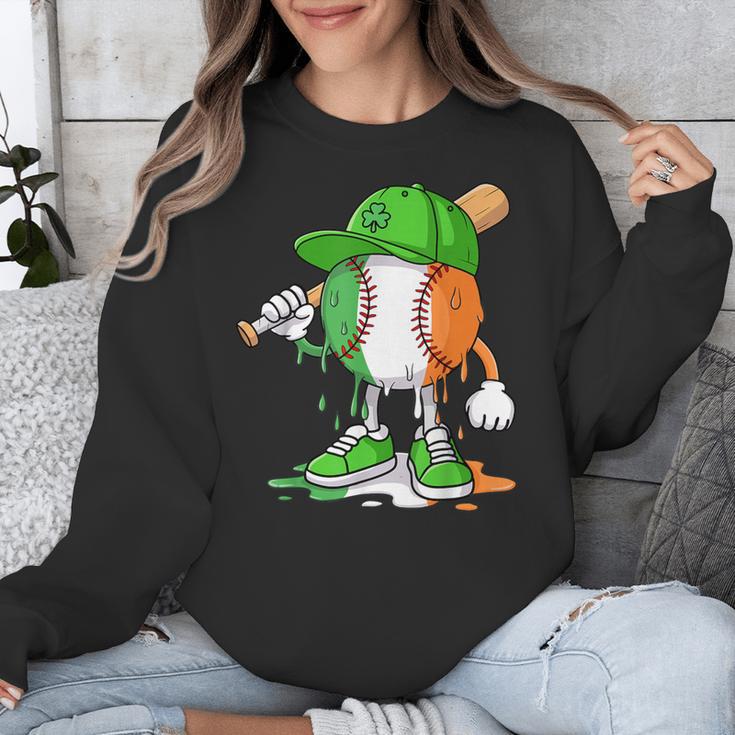 Boys St Patricks Day Kids Baseball Player Ice Cream Drip Unisex Sweatshirt