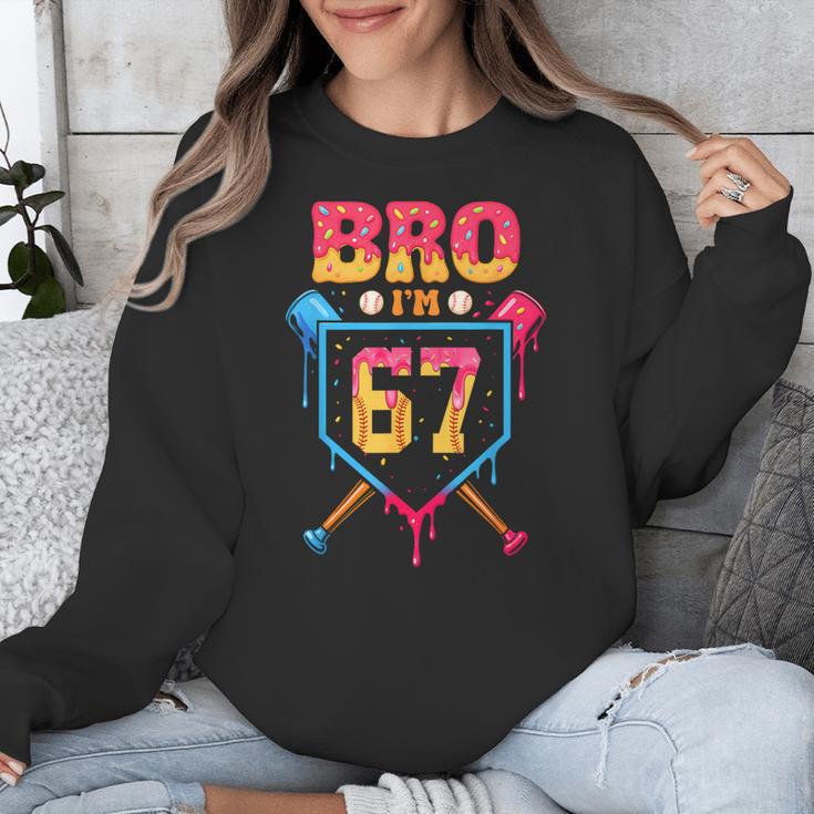 Bro I’m 67 Baseball Drip Number 67 Player 67th Birthday Unisex Sweatshirt Bro I’m 67 Baseball Drip Number 67 Player 67th Birthday Unisex Sweatshirt