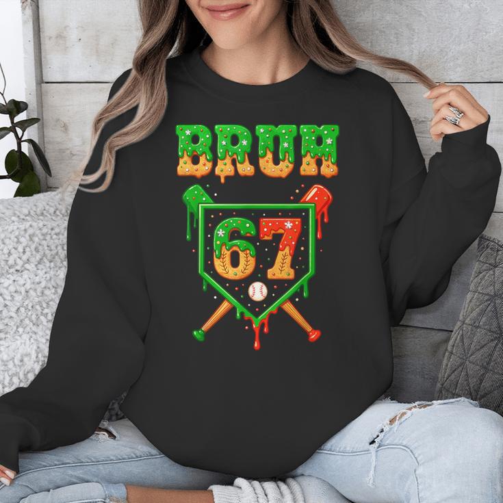 Bruh 67 Baseball Christmas Gingerbread Drip Number 67 Player Unisex Sweatshirt