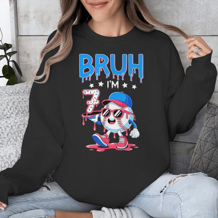 Bruh I'm 7 Baseball Ice Cream Drip It's My 7th Birthday Unisex Sweatshirt Bruh I'm 7 Baseball Ice Cream Drip It's My 7th Birthday Unisex Sweatshirt
