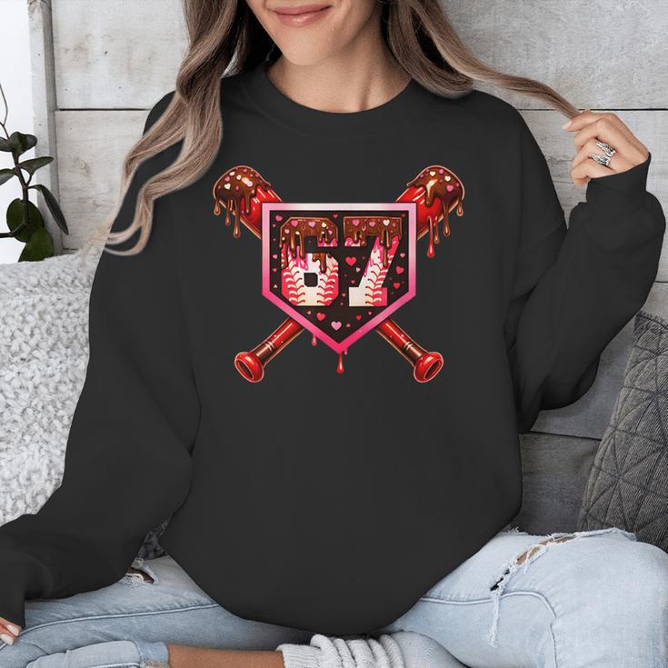 Chocolate 67 Drip Baseball Valentine Love Sports Unisex Sweatshirt