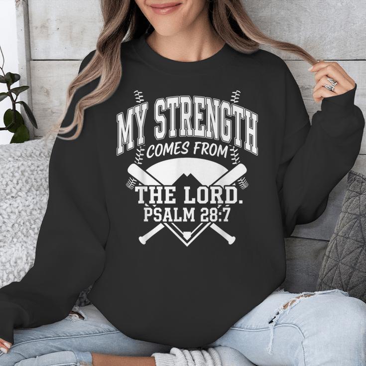 Christian Baseball My Strength Comes From The Lord Baseball Unisex Sweatshirt