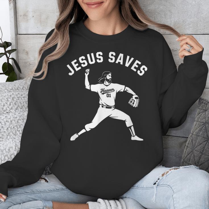Christian Jesus Saves Baseball Pitcher Heaven 01 Sports Unisex Sweatshirt