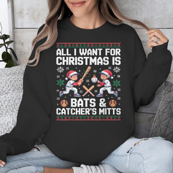 Christmas Baseball Bats Catcher Mitts Holiday Tee Unisex Sweatshirt