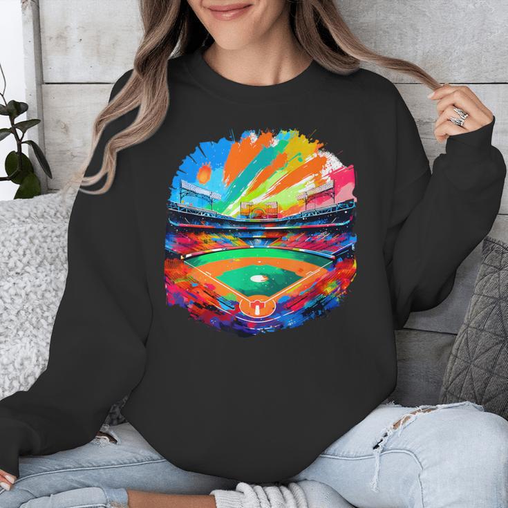 Colorful Baseball Field Home Run Baseball Player Fans Unisex Sweatshirt