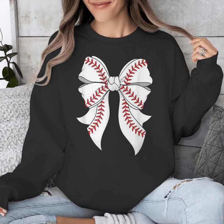 Cute Baseball Coquette Bow For Women Girls Baseball Mama Mom Unisex Sweatshirt