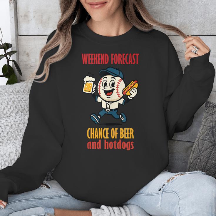 Cute Baseball Fan Weekend Forecast Change Of Beer And Hotdog Unisex Sweatshirt Cute Baseball Fan Weekend Forecast Change Of Beer And Hotdog Unisex Sweatshirt