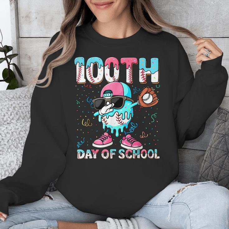 Dabbing Drippy 100th Days Of School Baseball Ice Cream Drip Unisex Sweatshirt