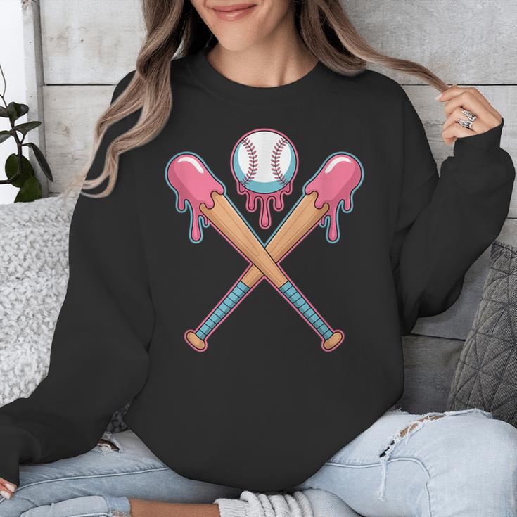 Dripping Pink Baseball Crossed Bats Summer Unisex Sweatshirt Dripping Pink Baseball Crossed Bats Summer Unisex Sweatshirt