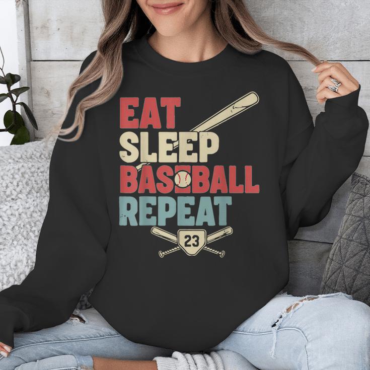 Eat Sleep Baseball Repeat Bat Ball Player Fan Unisex Sweatshirt