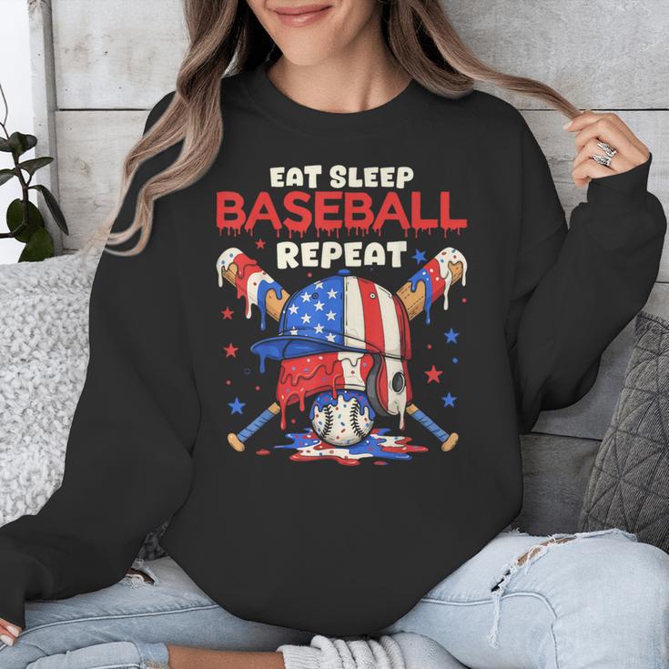 Eat Sleep Baseball Repeat Ice Cream Drip Crossed Bats Unisex Sweatshirt Eat Sleep Baseball Repeat Ice Cream Drip Crossed Bats Unisex Sweatshirt