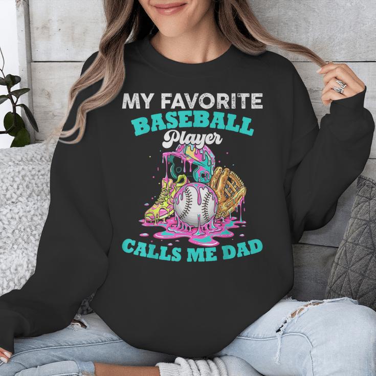 My Favorite Baseball Player Calls Me Dad Ice Cream Drip Unisex Sweatshirt