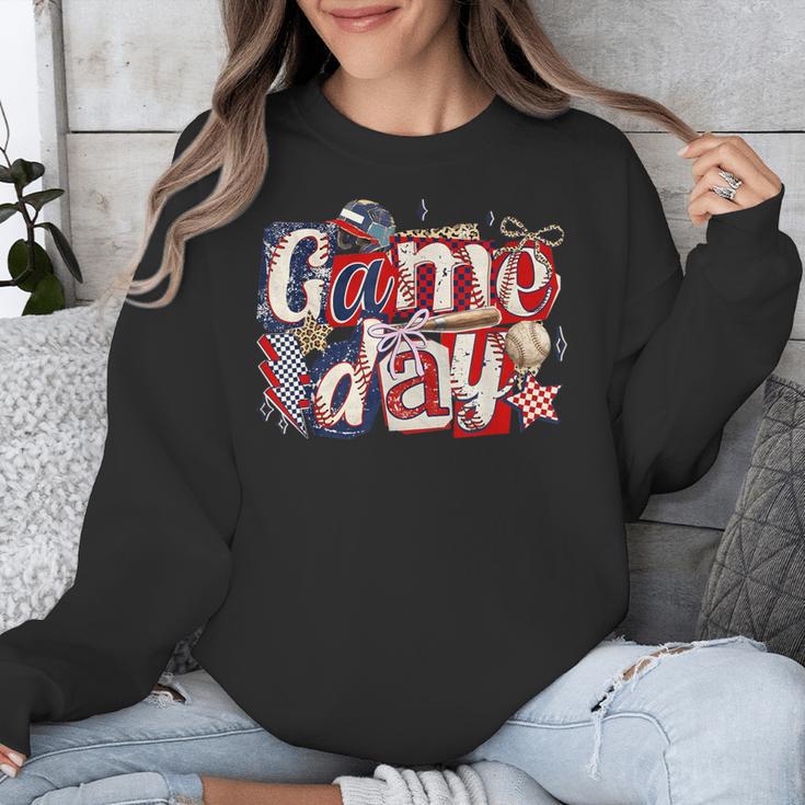 Game Day Baseball Leopard Coquette Bow Mama Mom Sister Unisex Sweatshirt