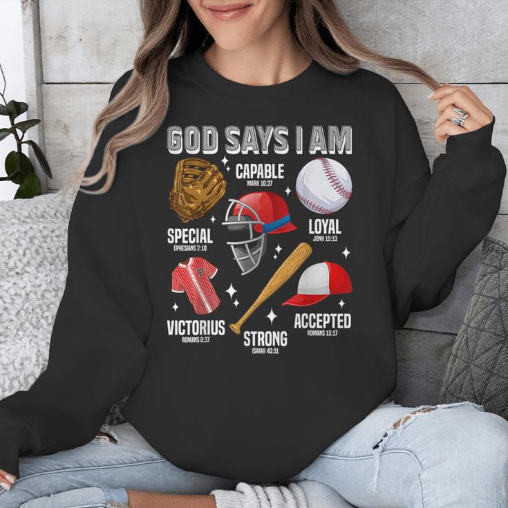 God Says I Am Baseball Player Catcher Pitcher Boys Men Unisex Sweatshirt God Says I Am Baseball Player Catcher Pitcher Boys Men Unisex Sweatshirt