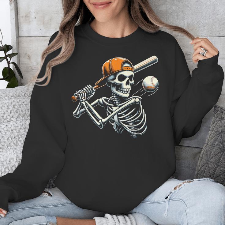 Halloween Boys Batting Skeleton Baseball Unisex Sweatshirt