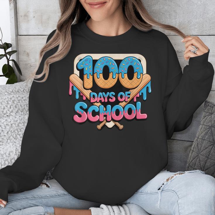 Happy 100 Days Of School Baseball Drip For Kids Teachers Unisex Sweatshirt