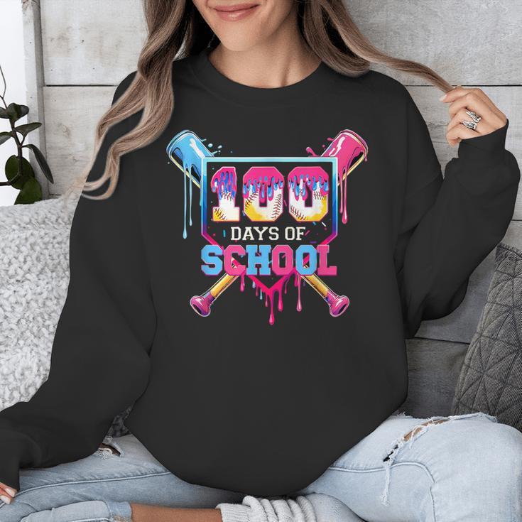 Happy 100 Days Of School Baseball Drip Theme Party 100th Day Unisex Sweatshirt