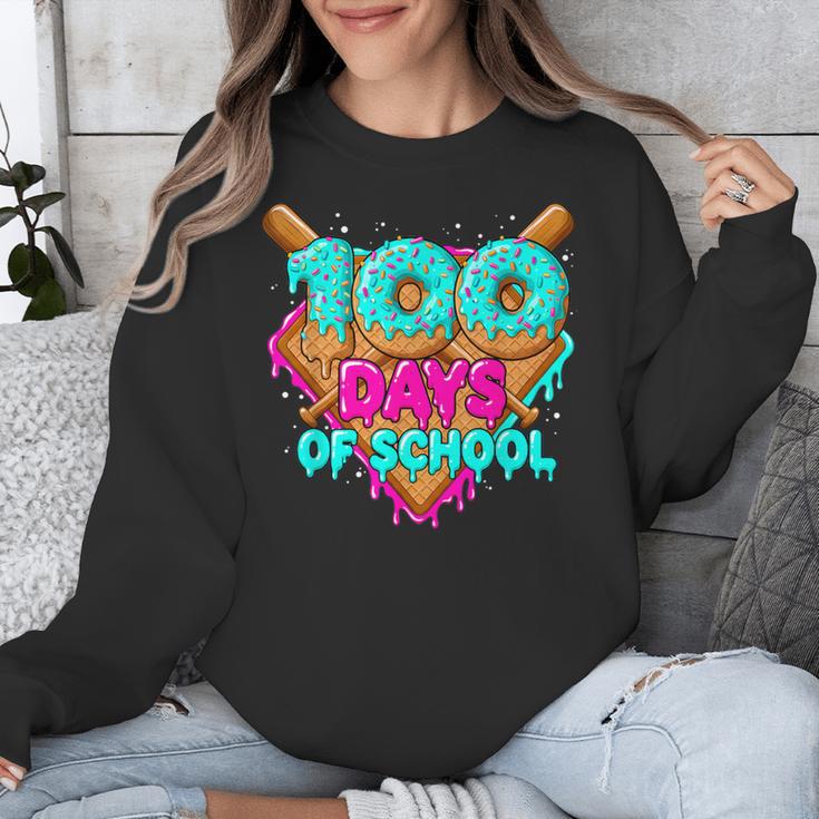 Happy 100 Days Of School Costume Baseball Drip Ice Cream Unisex Sweatshirt Happy 100 Days Of School Costume Baseball Drip Ice Cream Unisex Sweatshirt