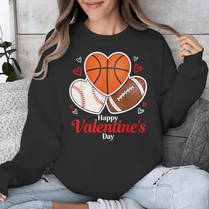 Happy Valentine’s Basketball Football Valentine Baseball Unisex Sweatshirt
