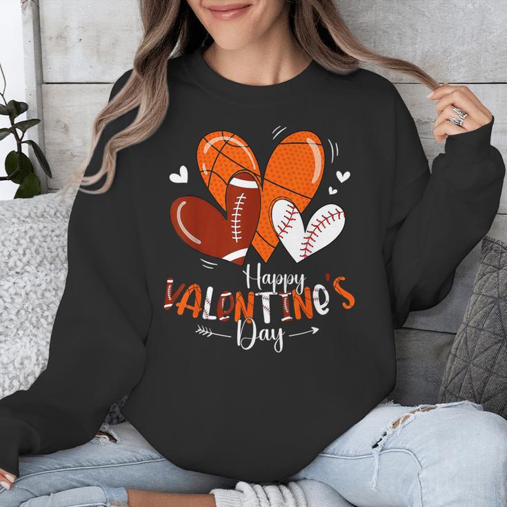 Happy Valentines Day Basketball Baseball Football Boys Unisex Sweatshirt