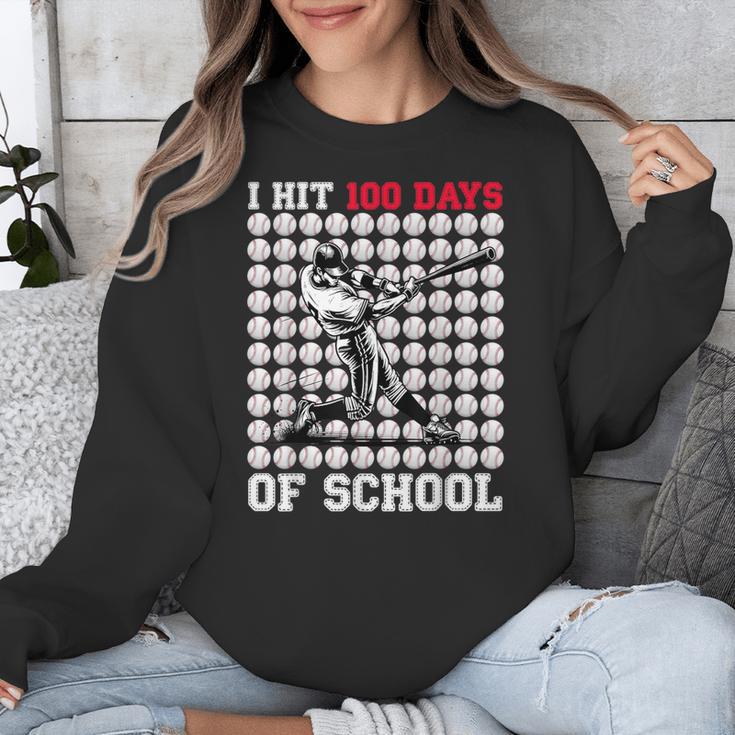 I Hit 100 Days Of School Baseball 100th Day Boys Kids Unisex Sweatshirt