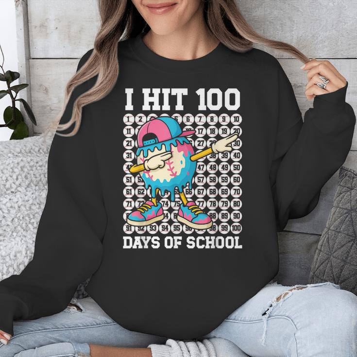 I Hit 100 Days Of School Baseball Ice Cream Drip Boys Girls Unisex Sweatshirt I Hit 100 Days Of School Baseball Ice Cream Drip Boys Girls Unisex Sweatshirt