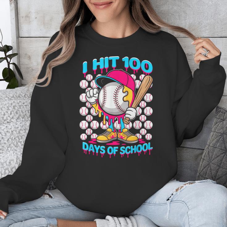 I Hit 100 Days Of School Baseball Ice Cream Drip Unisex Sweatshirt I Hit 100 Days Of School Baseball Ice Cream Drip Unisex Sweatshirt