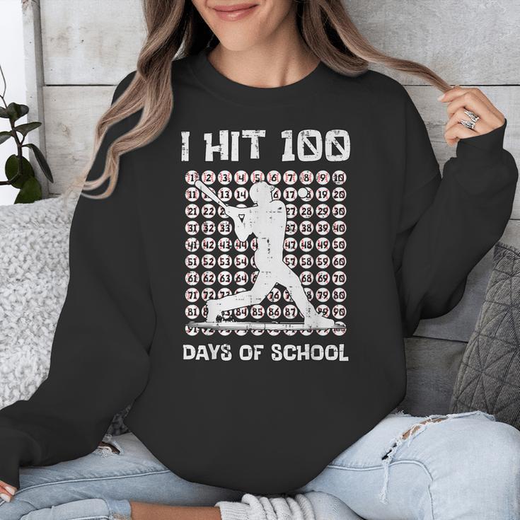 I Hit 100 Days Of School Baseball Player 100th Day Boys Kids Unisex Sweatshirt