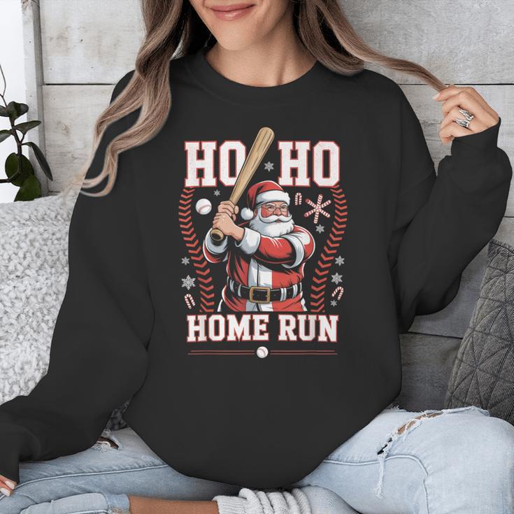 Ho Ho Home Run Baseball Christmas Holiday Sports Santa Unisex Sweatshirt