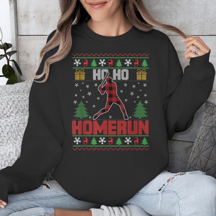 Ho Ho Homerun Xmas Sports Player Baseball Ugly Christmas Unisex Sweatshirt