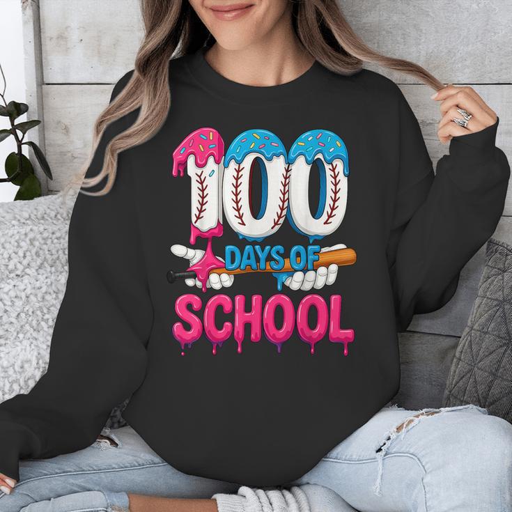 HUGvyn 100 Days Of School Baseball Ice Cream Teacher Student Unisex Sweatshirt HUGvyn 100 Days Of School Baseball Ice Cream Teacher Student Unisex Sweatshirt