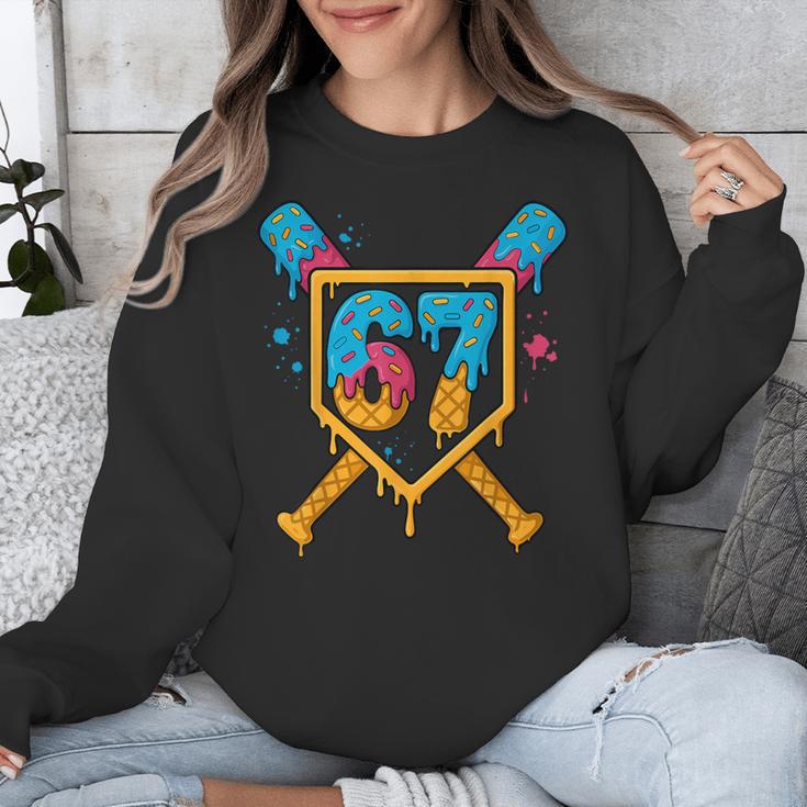 HUGvyn 67 Baseball Ice Cream Drip Six Seven Genz Alpha Slang Unisex Sweatshirt HUGvyn 67 Baseball Ice Cream Drip Six Seven Genz Alpha Slang Unisex Sweatshirt