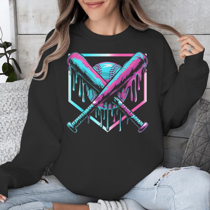 Ice Cream Baseball Drip Home Plate Bats Cool For Boys Youth Unisex Sweatshirt