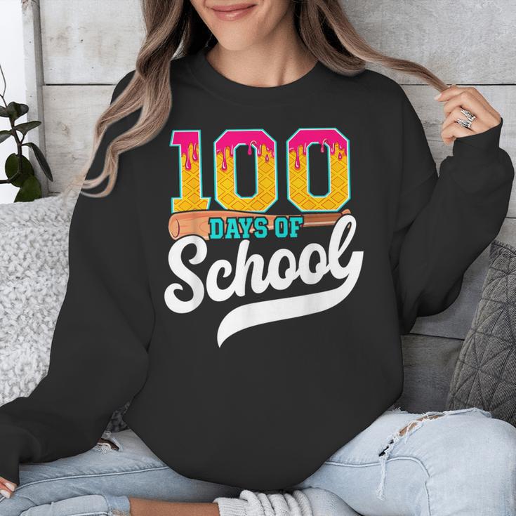 Ice Cream Drip 100 Days Of School Baseball Boys 100th Day Unisex Sweatshirt