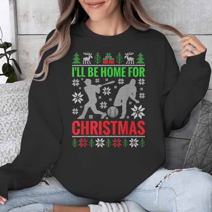 I'Ll Be Home For Christmas Baseball Xmas Unisex Sweatshirt I'Ll Be Home For Christmas Baseball Xmas Unisex Sweatshirt