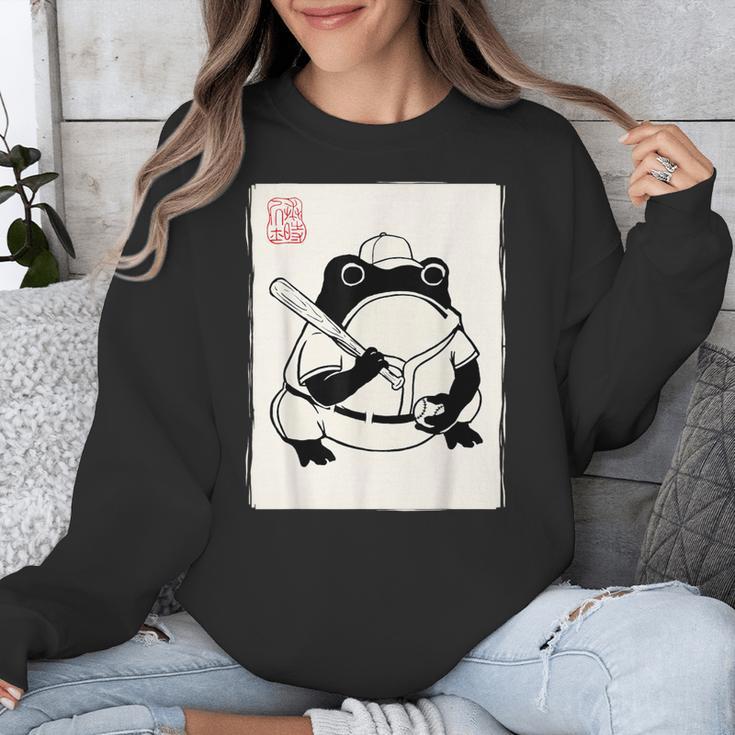 Japanese Grumpy Frog Baseball Player Baseball Unisex Sweatshirt Japanese Grumpy Frog Baseball Player Baseball Unisex Sweatshirt