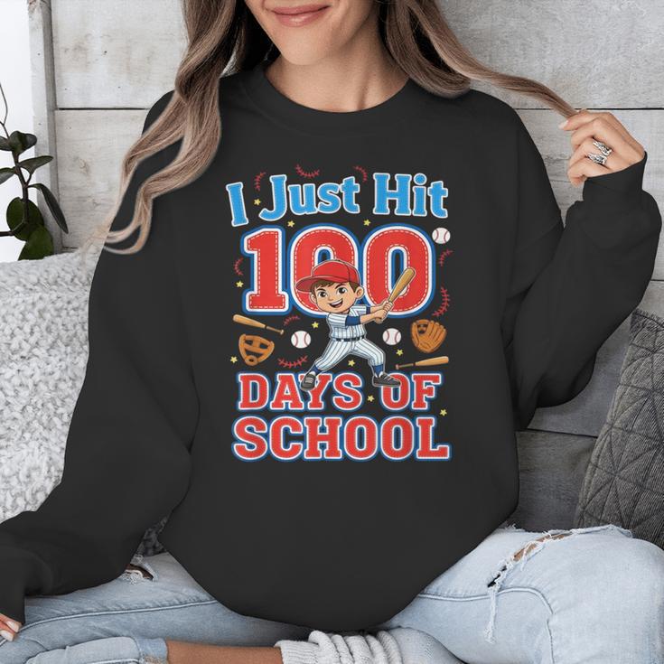 I Just Hit 100 Days Of School Baseball 100th Day Boys Kids Unisex Sweatshirt