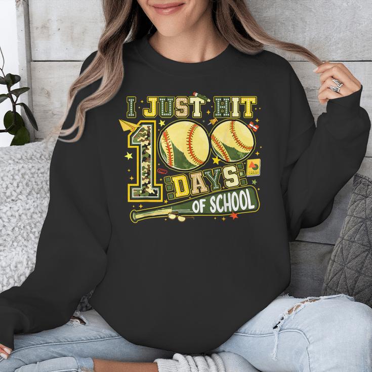 I Just Hit 100 Days Of School Baseball Teacher Boy Girl Kid Unisex Sweatshirt