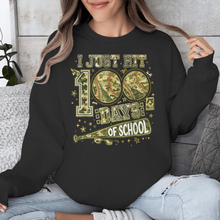 I Just Hit 100 Days Of School Camouflage Baseball Unisex Sweatshirt