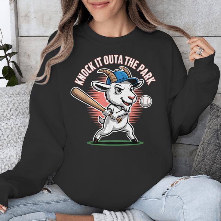 Knock It Outa The Park Baseball Goat Home Run Unisex Sweatshirt